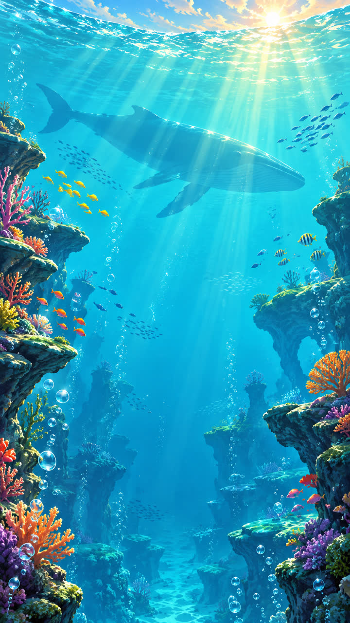 阳光浅礁海面场景